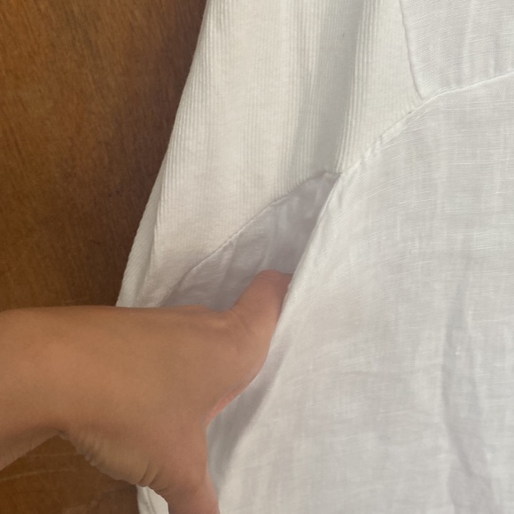 Fly Italian linen and vibes dress pockets short sleeve medium large white - Picture 2 of 10